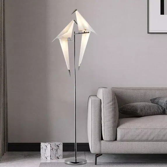 FINE MAKER Paper Crane Floor Lamp, Gold Finish
