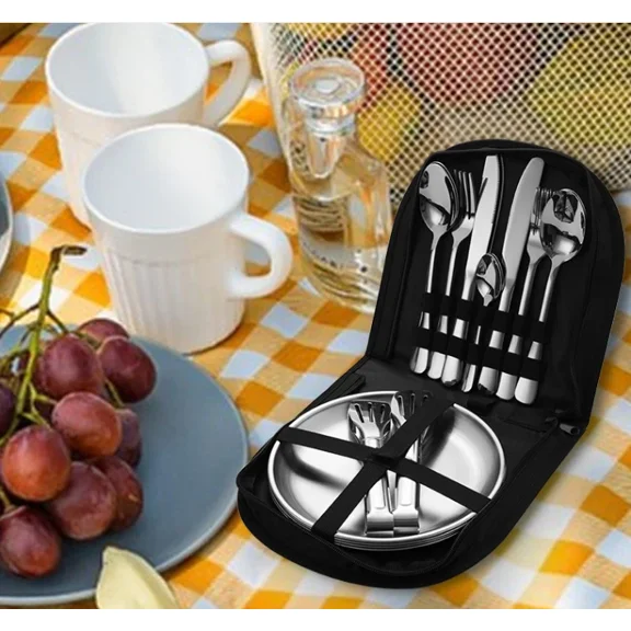 FINE MAKER Portable modern 20-piece stainless steel cutlery set perfect for picnics