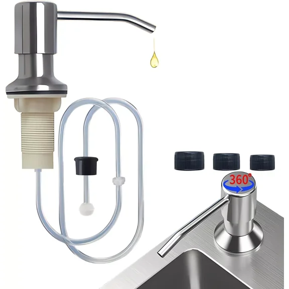 FINE MAKER Sink Soap Dispenser for Kitchen Sink Stainless Steel 47" Silicone Extension Tube