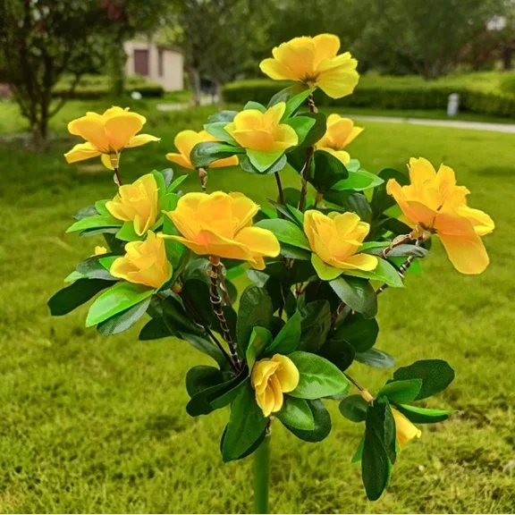 FINE MAKER Solar Power Flower Lights 42LED Outdoor Garden Landscape Yard Stake Lamp Decor