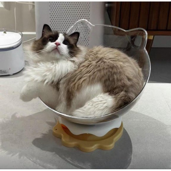 FINE MAKER Space Capsule Cat Bed - with trackball, all-season acrylic space capsule cat bed, transparent indoor pet house suitable for small pets