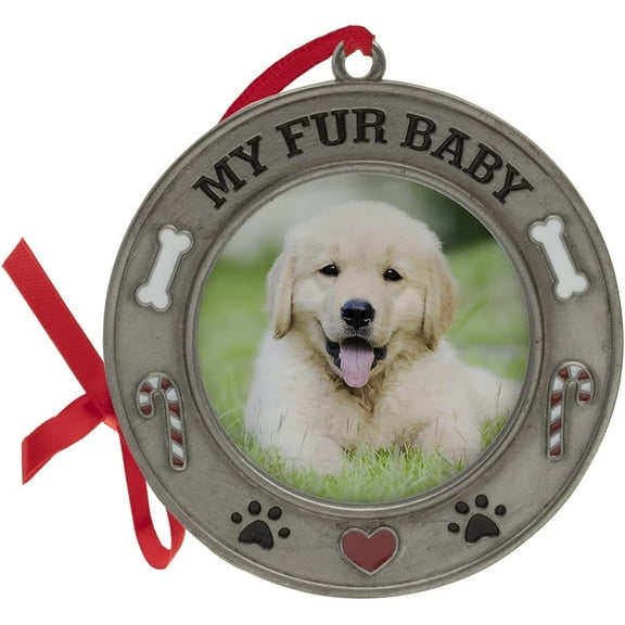 FINE PHOTO GIFTS Pewter My Fur Baby 2.25" Diameter Photo Ornament Frame