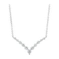 FINE SILVER PLATED CUBIC ZIRCONIA V SHAPE NECKLACE, 18" + 2"