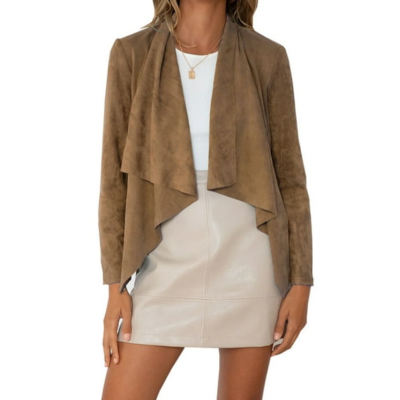 FINELOOK Women Casual Jacket, Imitation Deerskin Velvet Irregular Tailoring Ruffle Spring Clothing
