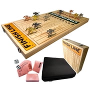 FINENI Horse Racing Game for Adults, Foldable Horse Race Board Game with 11 Luxurious Metal Horses Gold, Silver, Black, RoseGold, 24  Pine Wood Horse Race Game Board, Dice & RoseGoldCard