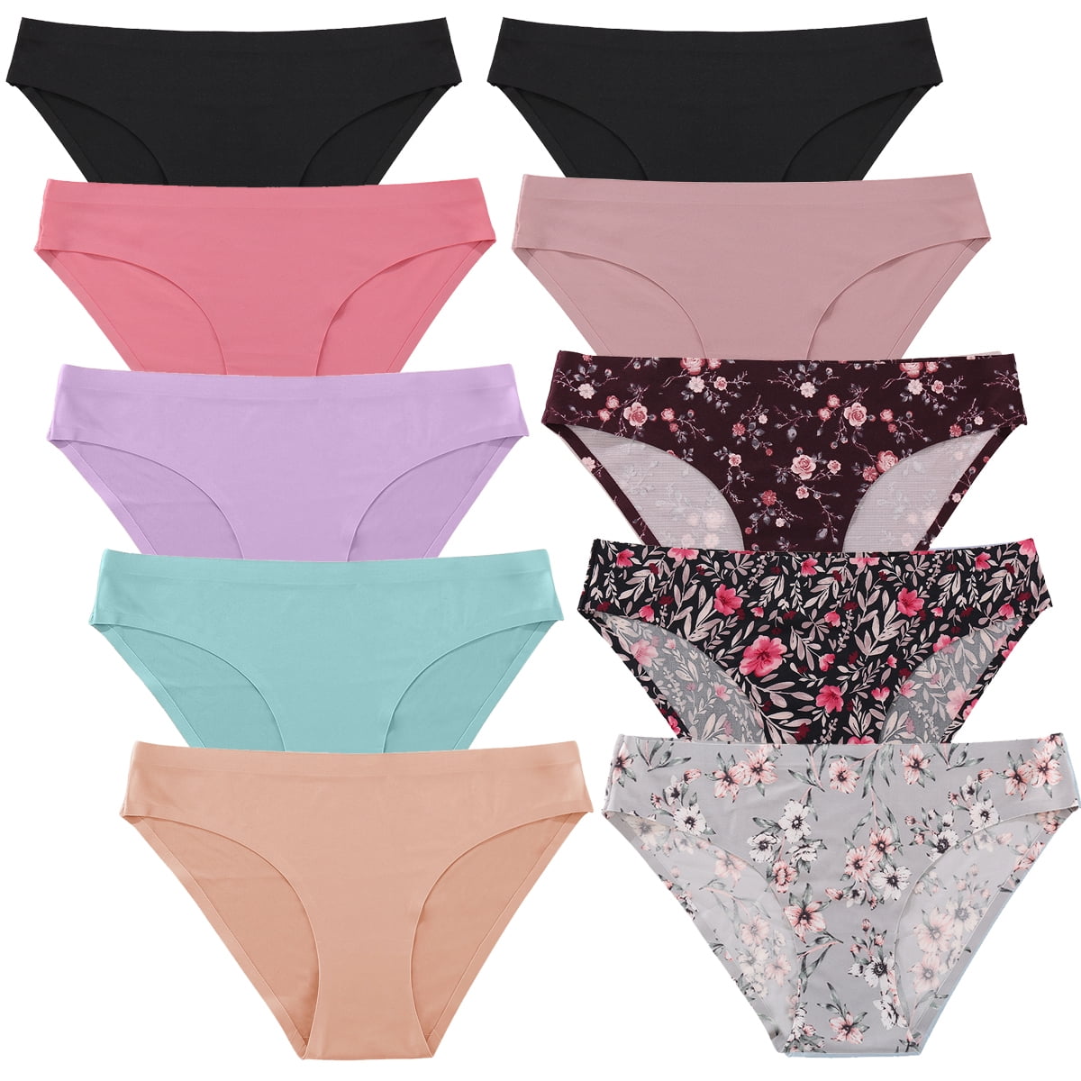 10 Pack Seamless Underwears For Women No Show Bikini Panties