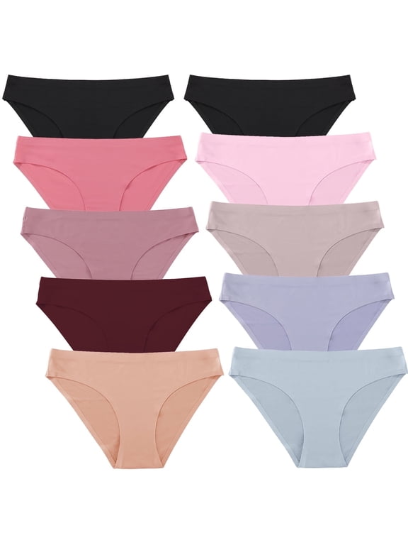 10 Pack Seamless Underwears For Women No Show Bikini Panties Invisibles Briefs Soft Stretch Hipster Underwear XS-XL
