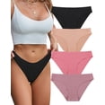 thumbnail image 1 of FINETOO 4 Pack Seamless Underwears For Women No Show Bikini Panties Invisibles Briefs Soft Stretch Hipster Underwear XS-XL, 1 of 6