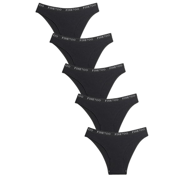 FINETOO 5 Pack Cotton Underwear for Women High Cut Colorful Stripes Cheeky Panties Breathable Stretch Hipster Bikini S-XL