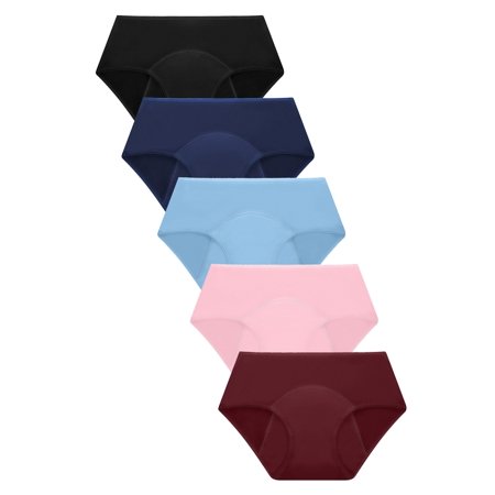 FINETOO 5 Pack Period Underwear for Women Cotton Leakproof Unides Soft Comfortable Panties Menstrual Brief S-XXL