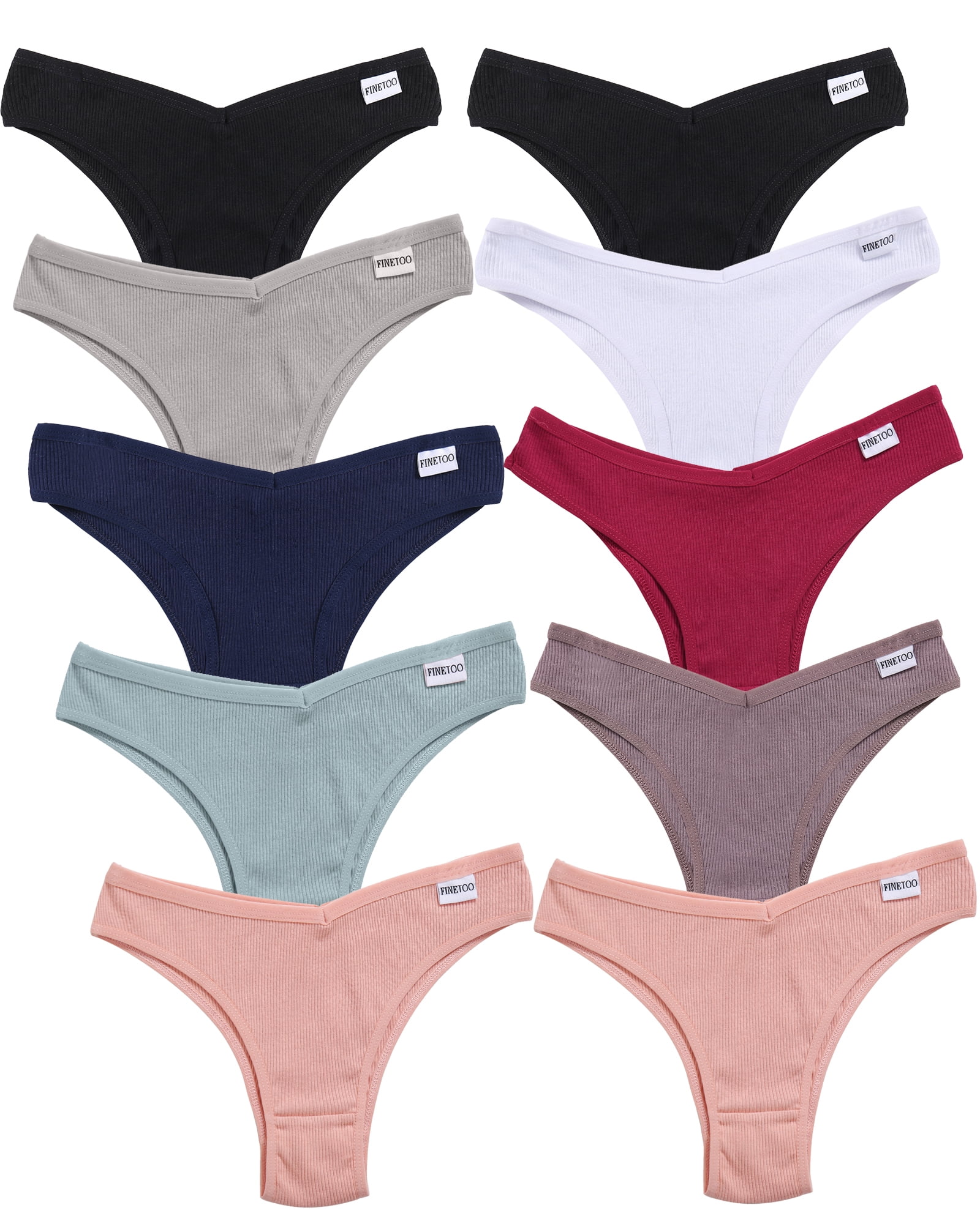 FINETOO 6 Pack Cotton Thongs for Women Breathable Low Rise - Import It All