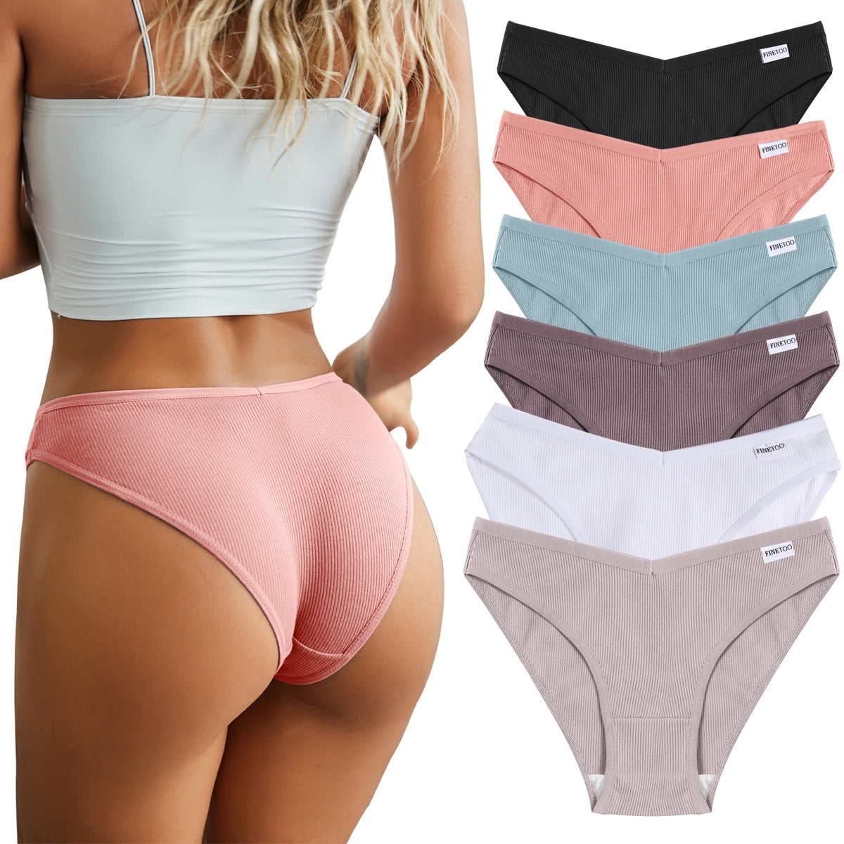 FINETOO 6 Pack Soft Cotton Underwear for Women, XS-Small, Low Rise