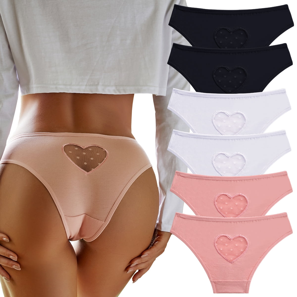 FINETOO 6 Pack Cotton Underwear for women Bikini Panties High Cut