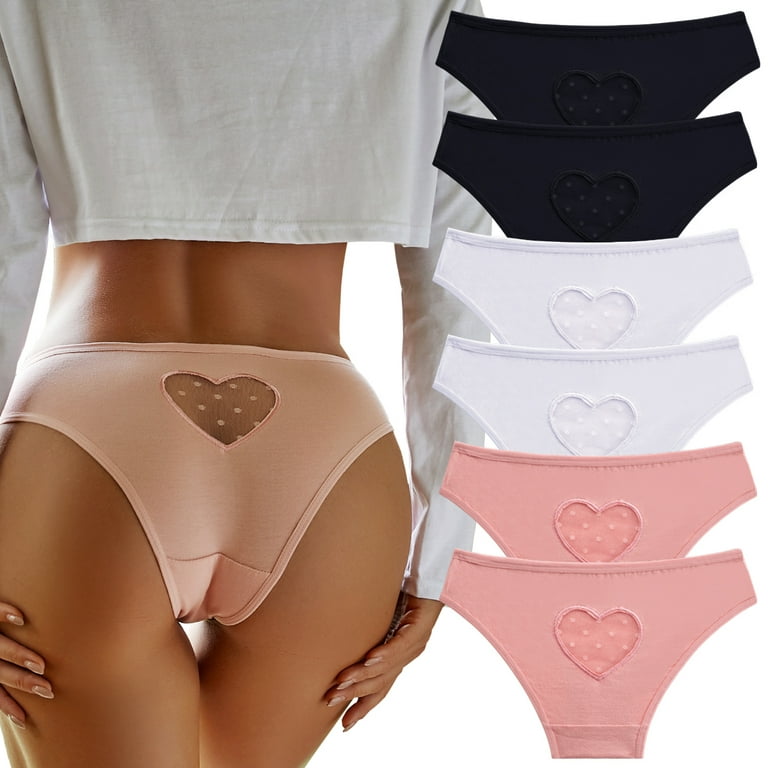 6-12 Pack Bikini Cheeky Heart Cotton Chekini Panties Undies Women Teen 3052  S-XL