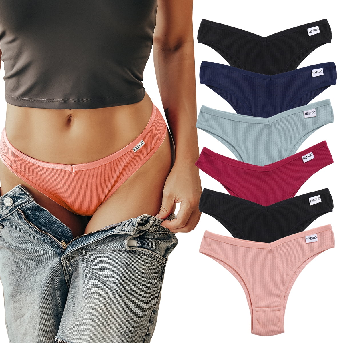 FINETOO Cotton Underwear for Women Cheeky Colorful Stripes Breathable Sexy  Ladies Hipster Bikini Panties 5 Pack : : Clothing, Shoes 