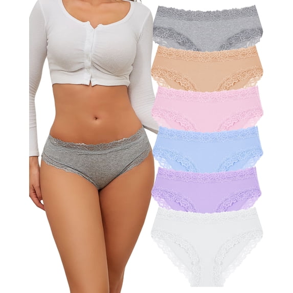FINETOO Cotton Underwear For Women High Waist Panties Cheeky Bikini Womens Briefs Soft Stretch Hipster for Ladies 6Pack S-XXL