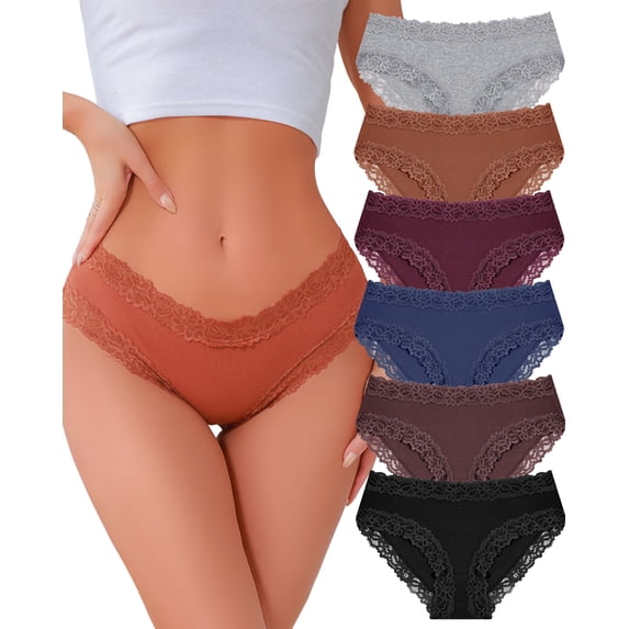 FINETOO Cotton Underwear For Women High Waist Panties Cheeky Bikini Womens Briefs Soft Stretch Hipster for Ladies 6Pack S-XXL