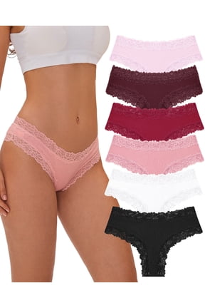 Cotton Underwear For Women Lace Brazilian Panties Soft Breathable Cheeky Bikini for Ladies 6 Pack