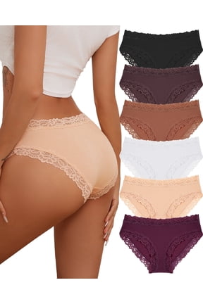 Cotton Underwear for Women Lace Hipster Panties Soft Breathable Cheeky Bikini Ladies 6 Pack