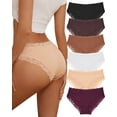 thumbnail image 1 of FINETOO Cotton Underwear for Women Lace Hipster Panties Soft Breathable Cheeky Bikini Ladies 6 Pack, 1 of 5
