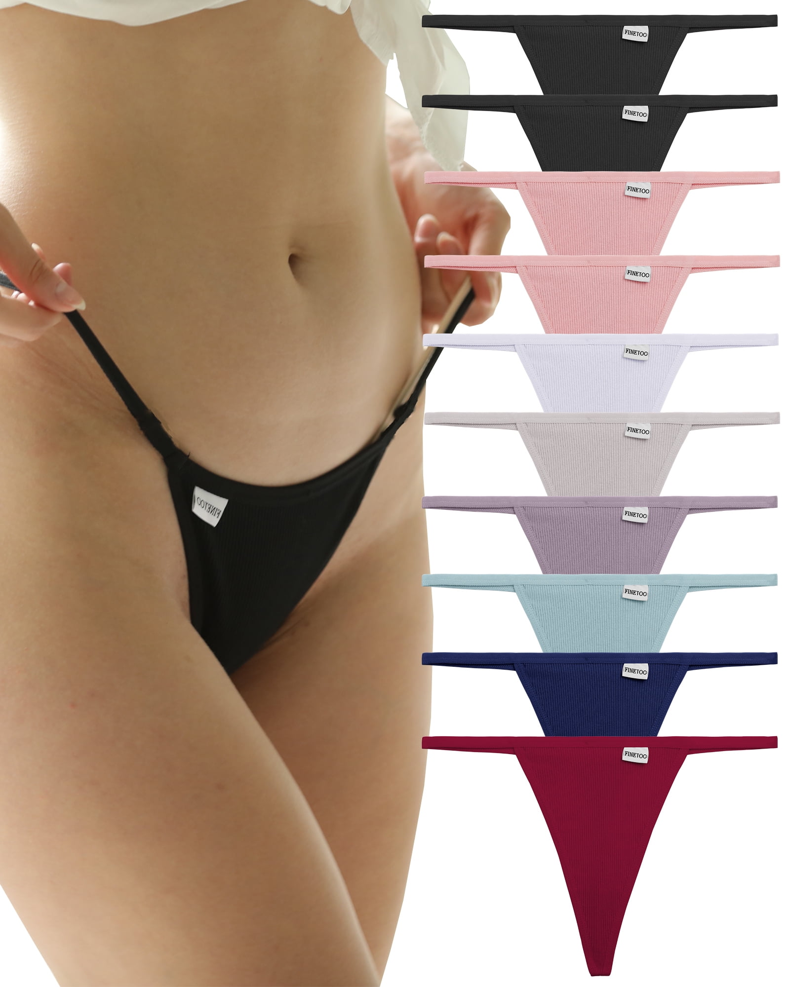 4 Pack Women Cotton Thongs G-string Bikini Panties Briefs T-back