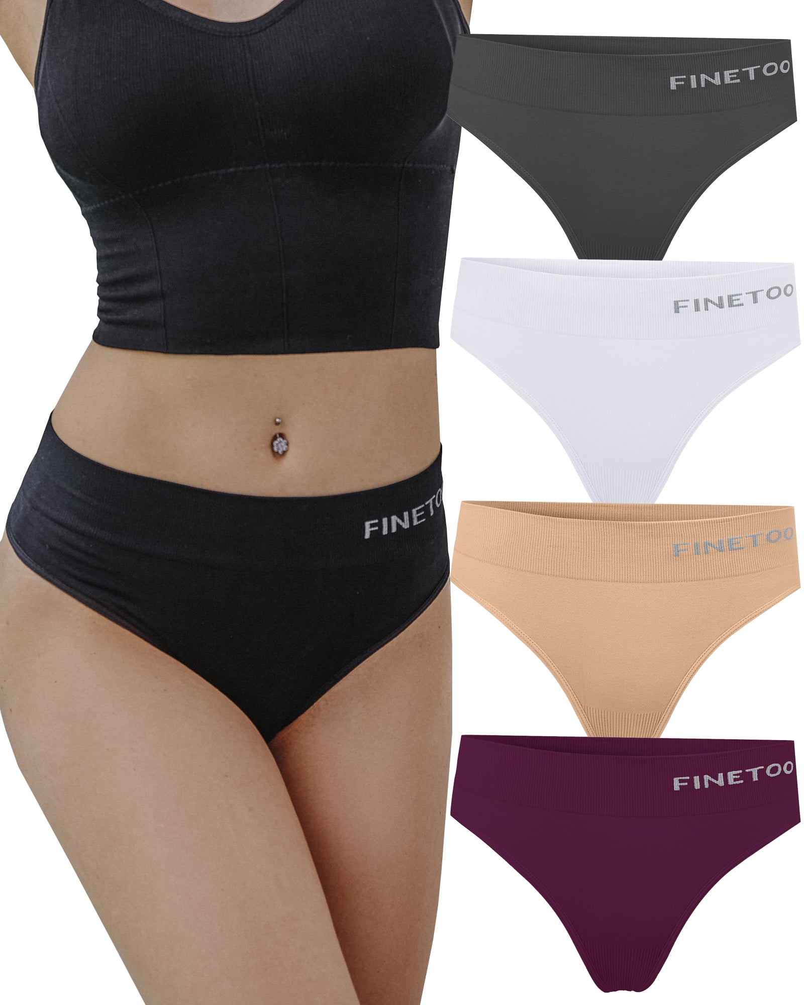  FINETOO 4 Pack High Waist Thongs for Women Breathable Underwear  Soft Stretchy Nylon Spandex No Side Seam Panties(S) : Clothing, Shoes &  Jewelry