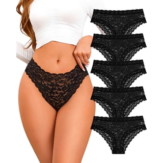 FINETOO Lace Underwear For Women Soft Cheeky Panties Invisible Embroidery Floral Briefs Heart Waistband S-XL 5 Pack