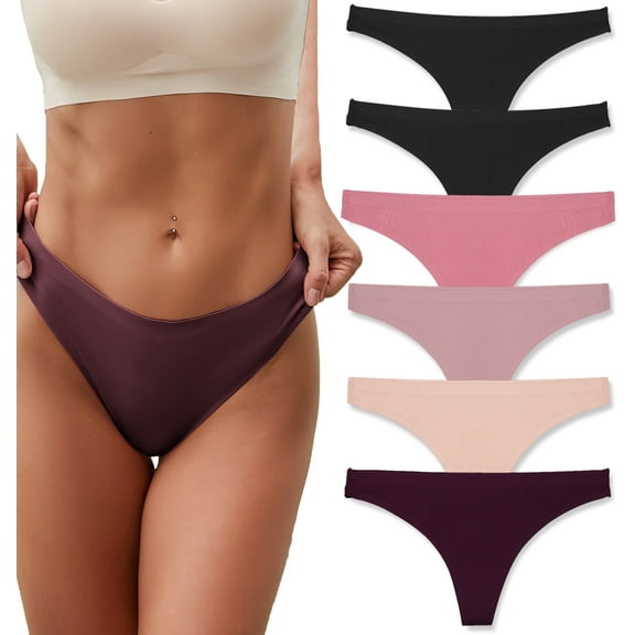FINETOO No Show Panties for Women Seamless Breathable Underwear Invisible Hipster Thong 6 Pack XS-XL