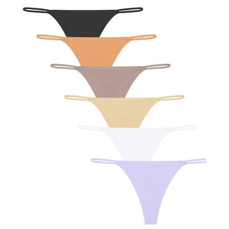 Finetoo Seamless Thong for Women No Show Stretch Breathable Invisible Underwear 6 Pack