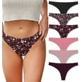 thumbnail image 1 of FINETOO Seamless Thong for Women breathable Low Rise Panties Invisible Hipster Underwear No Show XS-XL 6 Pack, 1 of 4