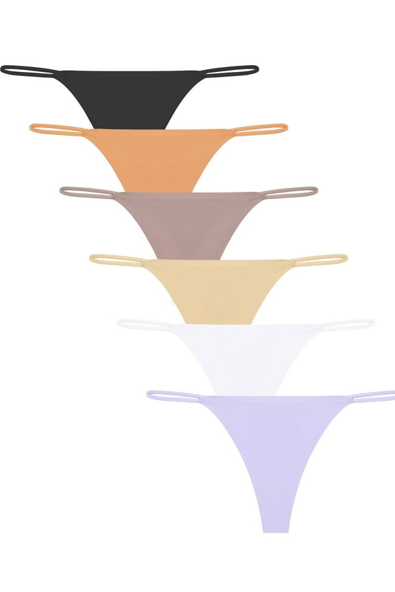 Seamless Thong for Women No Show Ladies Thong Stretch Breathable Panties Invisible Underwear 6 Pack