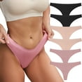 thumbnail image 1 of FINETOO Seamless Thongs for Women breathable Low Rise Panties Invisible Hipster Underwear No Show XS-XL 6 Pack, 1 of 6