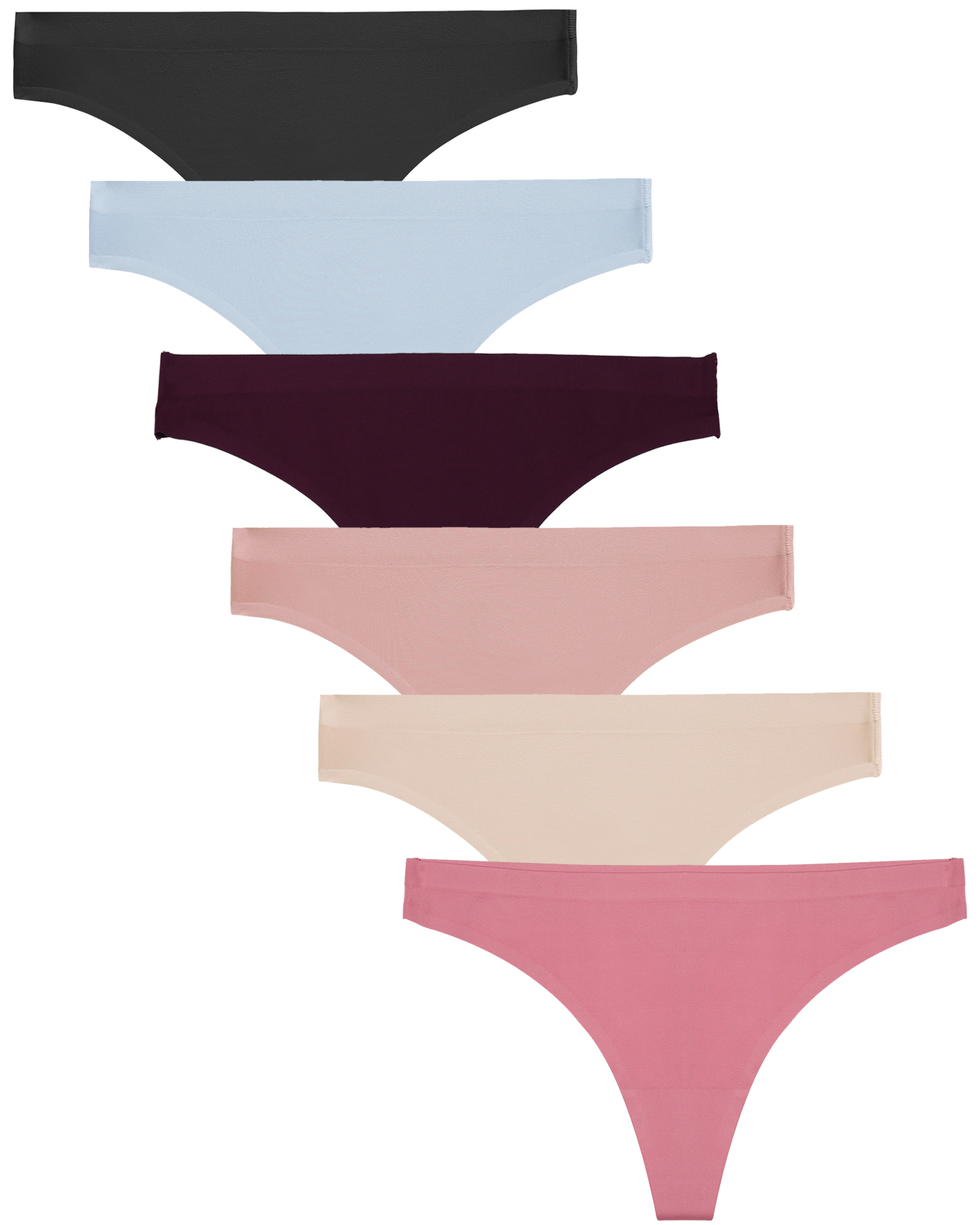 FINETOO Seamless Thongs for Women breathable Low Rise Panties Invisible Hipster Underwear No