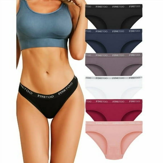 FINETOO Women Cotton Underwear Cheeky Panties Low Rise Bikini Hipster Breathable Stretch XS-XXL Pack of 6Pack