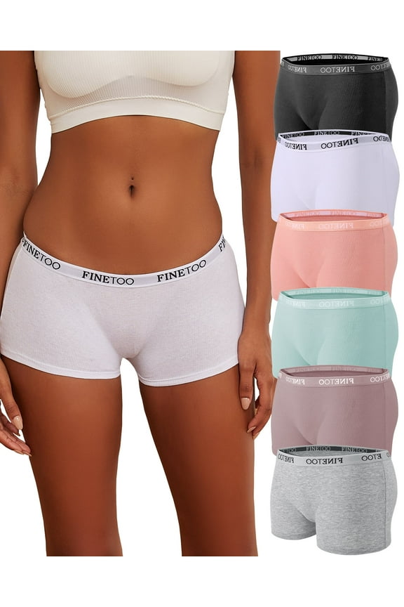 Women's Cotton Boxer Briefs Full Coverage Ladies BoyShort Underwear 6 Pack