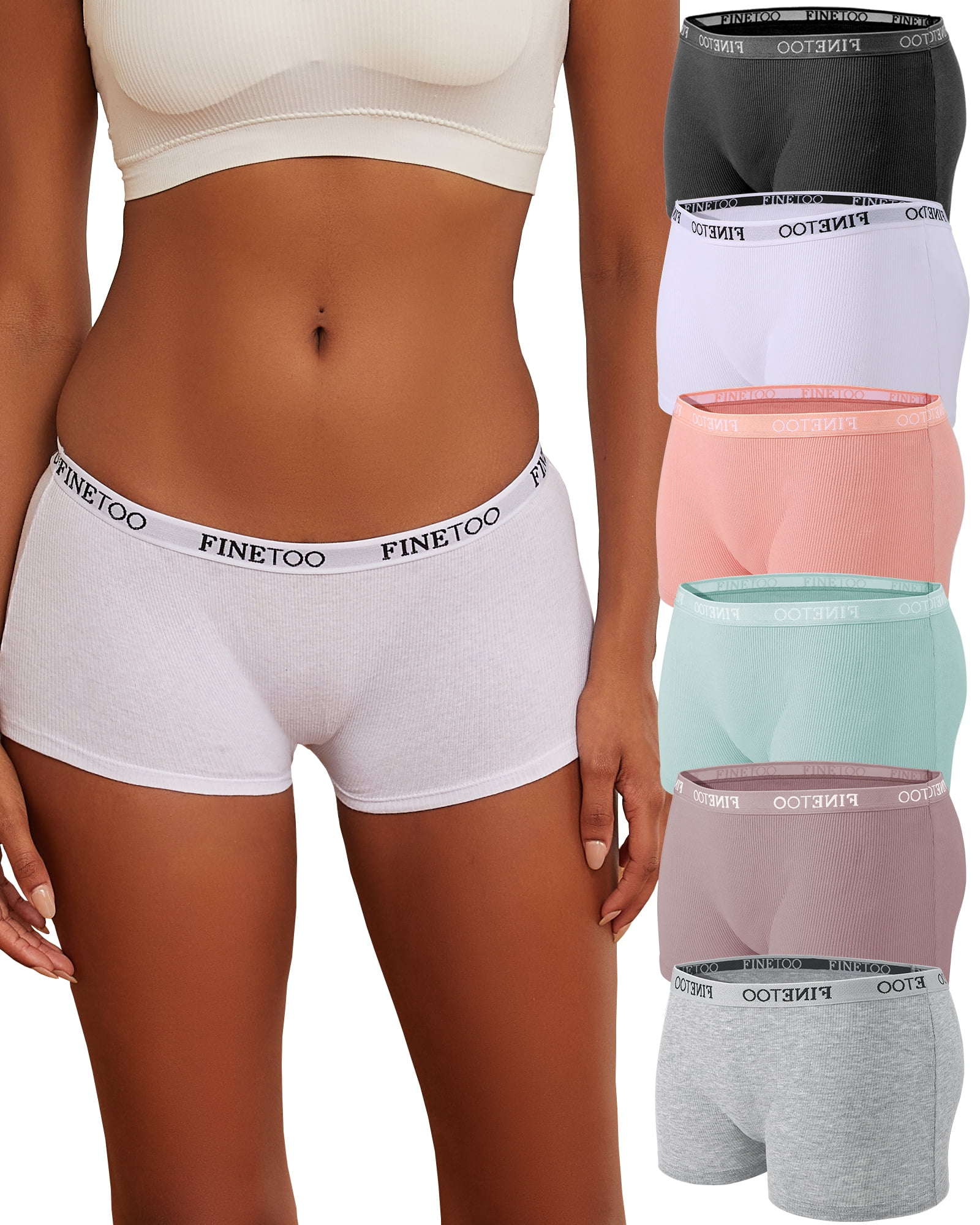 Finetoo Womens Boyshort Underwear Cotton Boxer Briefs for Ladies Full Coverage BoyShorts Panties 6 Pack