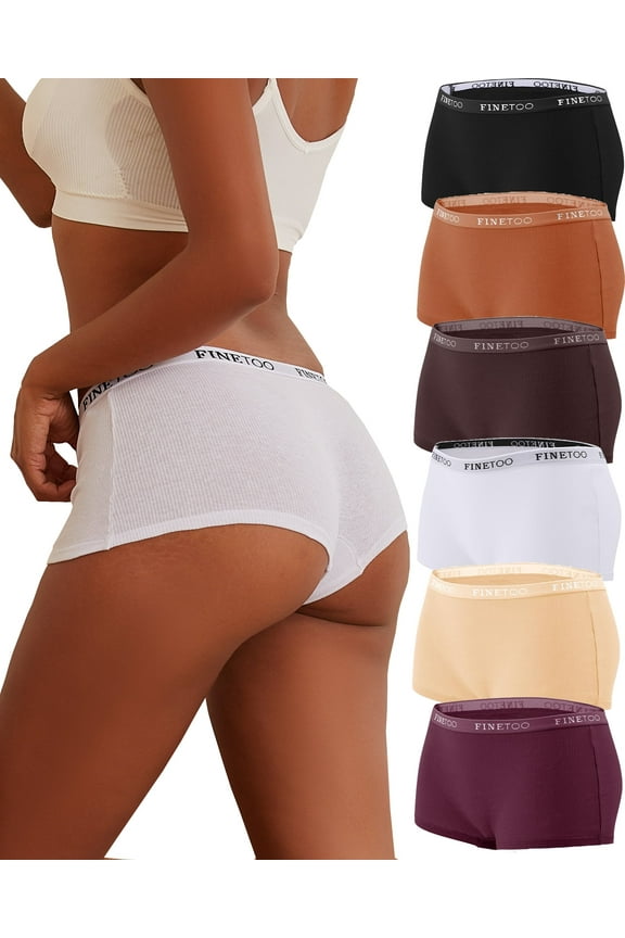 Women's Cotton Boxer Briefs Full Coverage Ladies BoyShort Underwear 6 Pack