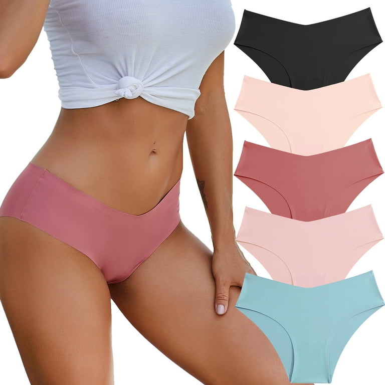 FINETOO Women’s Seamless Bikini Panties Soft Stretch Invisibles Briefs No  Show Hipster Underwear cheeky XS-L 5 pack