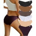 thumbnail image 1 of FINETOO Womens Cotton Underwear Soft Stretch Bikini Panties High Cut Panties Low Rise Hipster Cheeky S-XL 6Pack, 1 of 5