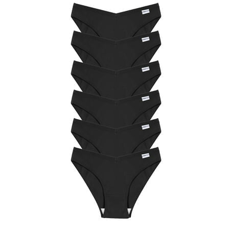 FINETOO Womens Cotton Underwear Soft Stretch Bikini Panties High Cut Panties Sexy Low Rise Hipster Cheeky S-XL 6Pack