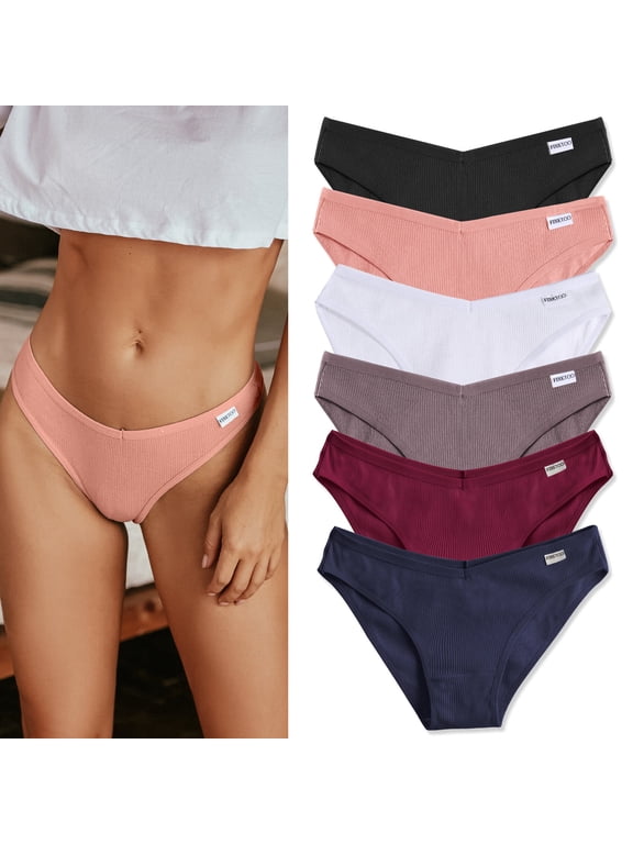 Womens Cotton Underwear Soft Stretch Bikini Panties High Cut Panties Sexy Low Rise Hipster Cheeky S-XL 6Pack