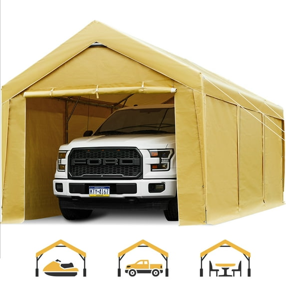Finfree 10' x 20' x 8' Beige Heavy Duty Carport