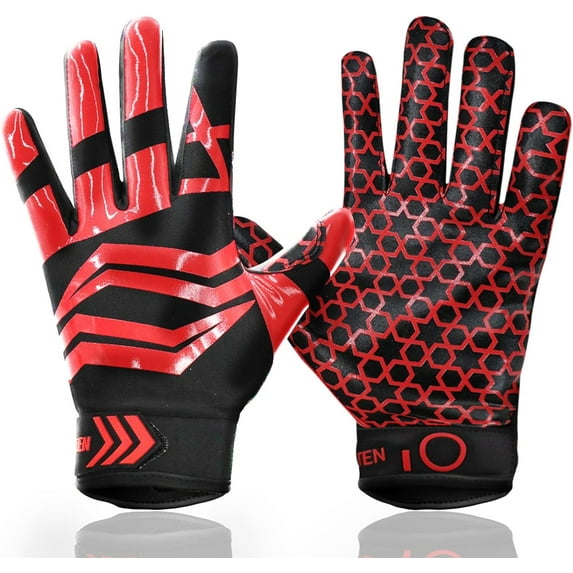FINGER TEN Football Receiver Gloves Youth Receiving Gloves Pro 3.0 Durable Breathable Flexible for Kids Boys Girls in White Red Black Blue Small Large Medium X-Large