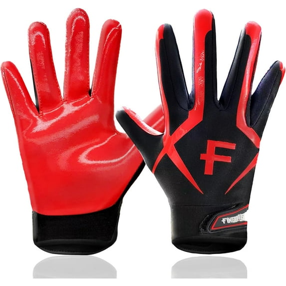 FINGER TEN Football Receiver Gloves Youth Receiving Gloves Pro 3.0 Durable Breathable Flexible for Kids Boys Girls in White Red Black Blue Small Large Medium X-Large