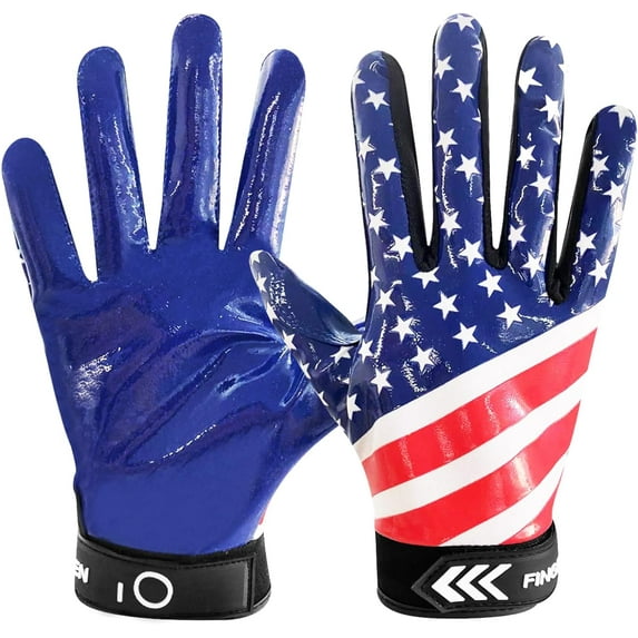 FINGER TEN Football Receiver Gloves Youth Receiving Gloves Pro 3.0 Durable Breathable Flexible for Kids Boys Girls in White Red Black Blue Small Large Medium X-Large