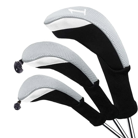 FINGER TEN Golf Club Head Covers Woods Driver Fairway Hybrid 3 Set, Headcovers Men 1 3 5 7 X Interchangeable Number Tag, Fit All Wood Clubs