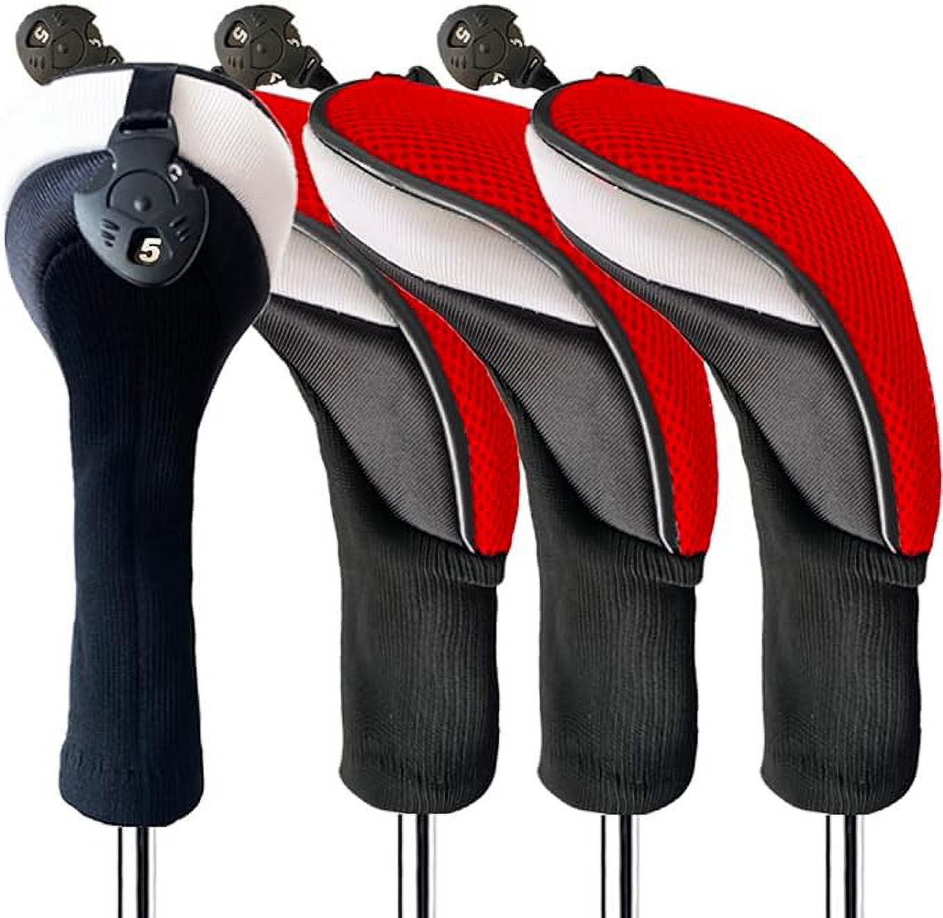 FINGER TEN Golf Club Head Covers Woods Hybrids 1/2/3/4 Pack,