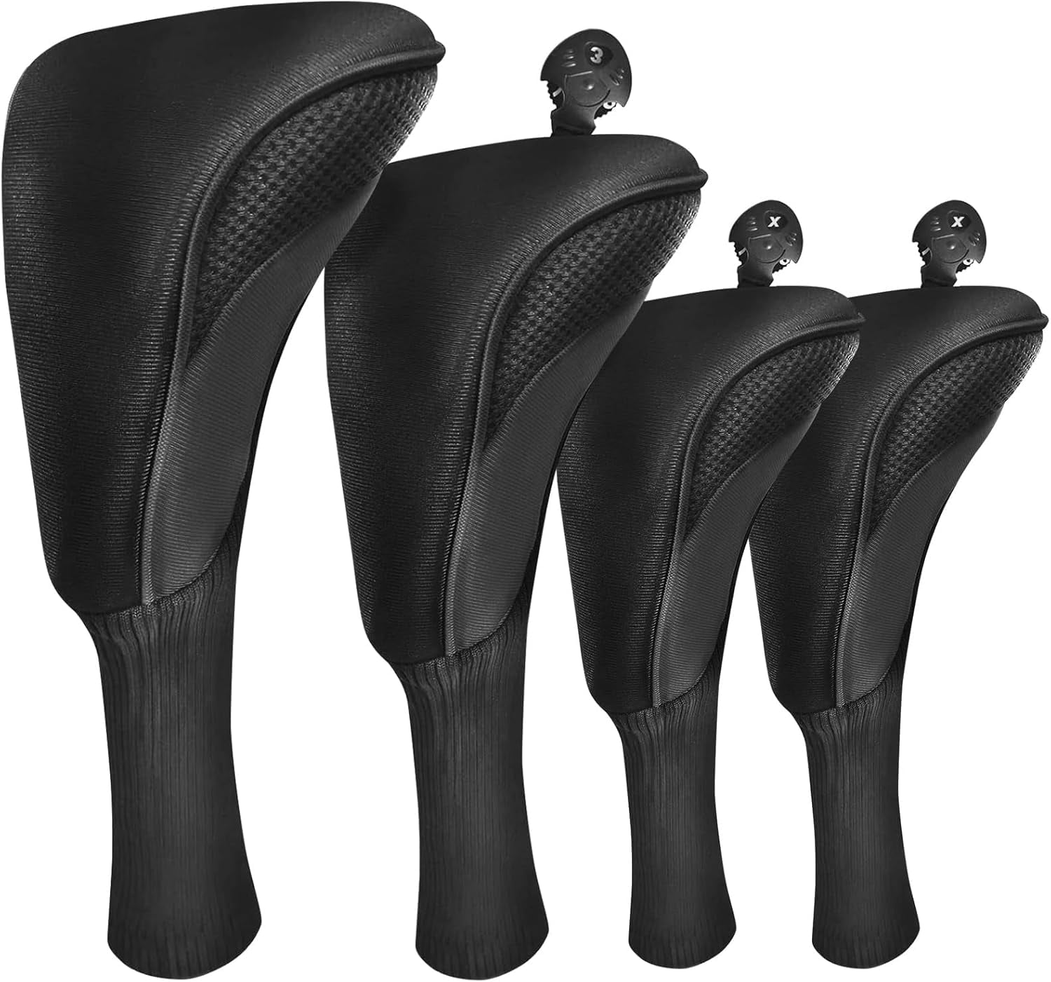 FINGER TEN Golf Club Head Covers for Woods Long Cover Driver Hybrid Fairway, Headcovers with Interchangeable No. Tag Novelty Durable Fit Woods Clubs