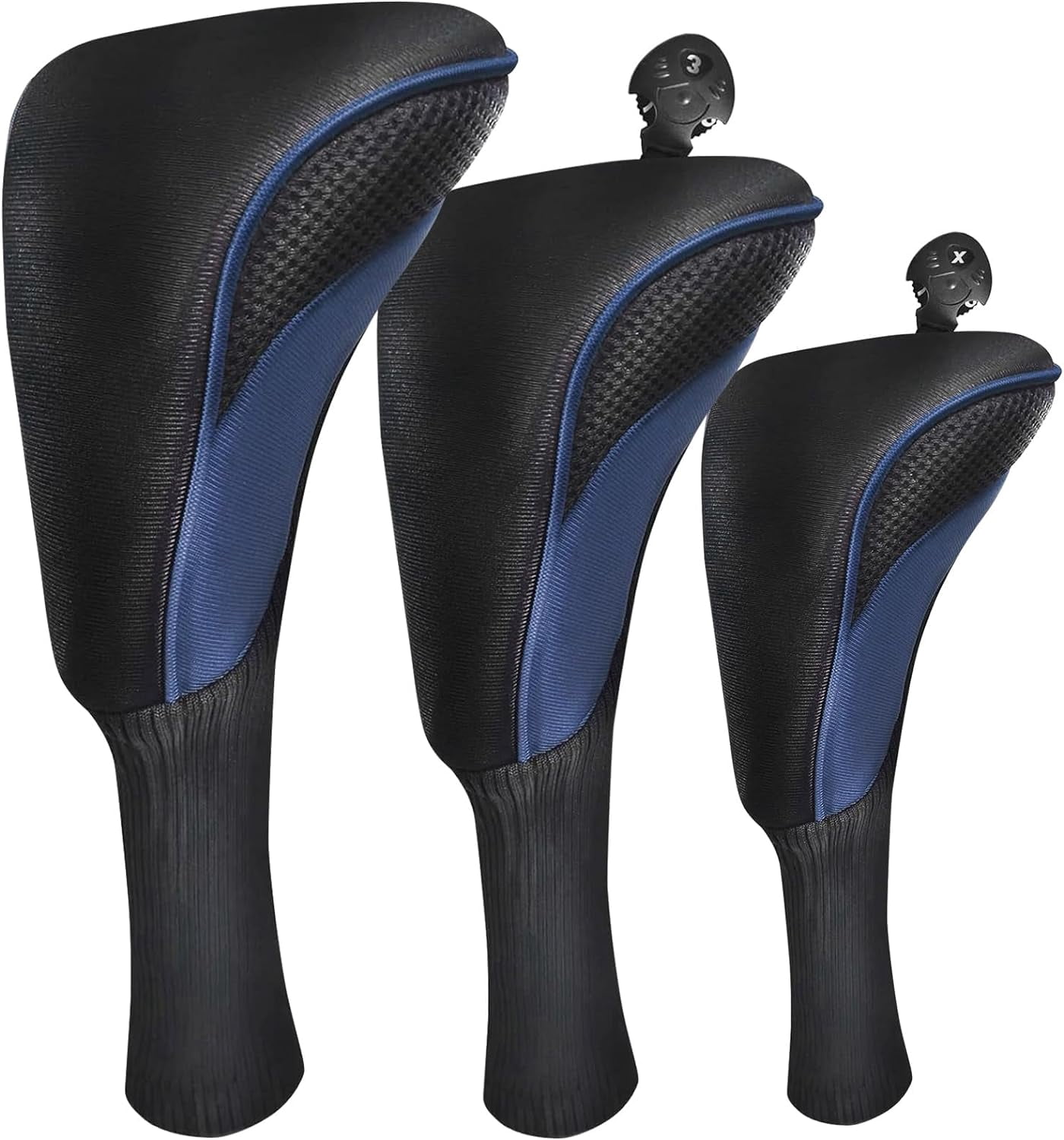 FINGER TEN Golf Club Head Covers for Woods Long Cover Driver Hybrid Fairway, Headcovers with Interchangeable No. Tag Novelty Durable Fit Woods Clubs