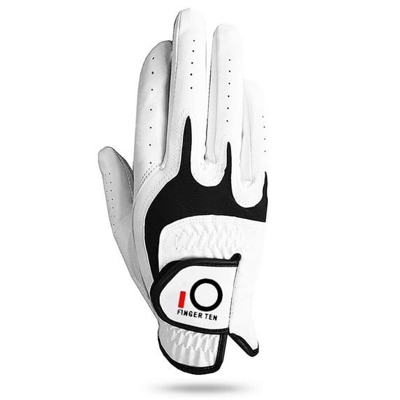 FINGER TEN Golf Gloves Men Right Left Handed Golfer Men’s Golf Glove Left Right Hand Value 1 Pack, All Weather Leather Grip Small Medium ML Large XL Size